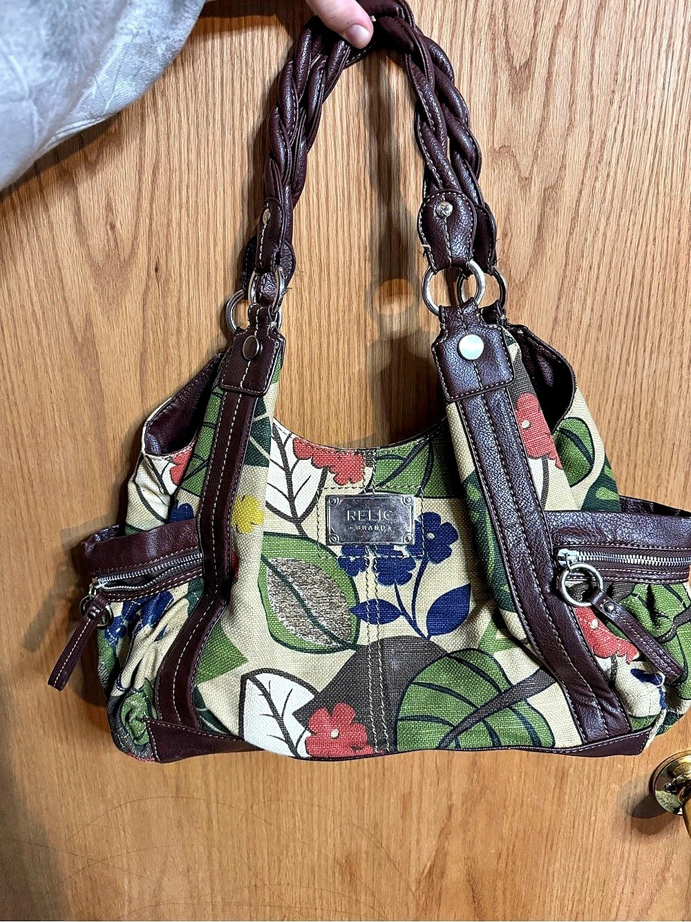 Relic Floral Shoulder Bag in Green & Brown